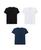 KIT 3 Camisetas Básicas Masculina Malwee 100% Algodão Preto, Branco, Marinho