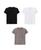 KIT 3 Camisetas Básicas Masculina Malwee 100% Algodão Preto, Branco, Chumbo