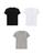 KIT 3 Camisetas Básicas Masculina Malwee 100% Algodão Preto, Branco, Cinza