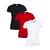 Kit 3 Camisetas Básicas Slim Feminina Baby Look 100% Algodão 1 preta, 1 branca, 1 vermelha