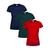 Kit 3 Camisetas Básicas Slim Feminina Baby Look 100% Algodão 1 vermelha, 1 verde, 1 marinho