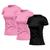 Kit 3 Camisetas Feminina Dry Fit Básica Lisa Proteção Solar UV Térmica Blusa Academia Esporte Camisa Preto, Rosa