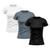 Kit 3 Camisetas Feminina Dry Fit Proteção Solar UV Básica Lisa Treino Academia Passeio Fitness Ciclismo Camisa Preto, Branco
