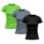 Kit 3 Camisetas Feminina Dry Fit Proteção Solar UV Básica Lisa Treino Academia Passeio Fitness Ciclismo Camisa Preto, Verde