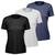 Kit 3 Camisetas Feminina Dry Manga Curta Proteção UV Slim Fit Básica Camisa Blusa Academia Treino Fitness Esporte Branco, Azul