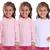 Kit 3 Camisetas Infantil Menina Proteção UV Térmica Solar Manga Longa Camisa Praia Esporte Rosa, Branco