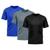 Kit 3 Camisetas Masculina Dry Fit Proteção Solar UV Básica Lisa Treino Academia Passeio Fitness Ciclismo Camisa Preto, Azul