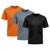 Kit 3 Camisetas Masculina Dry Fit Proteção Solar UV Básica Lisa Treino Academia Passeio Fitness Ciclismo Camisa Preto, Laranja
