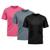 Kit 3 Camisetas Masculina Dry Fit Proteção Solar UV Básica Lisa Treino Academia Passeio Fitness Ciclismo Camisa Preto, Rosa