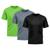 Kit 3 Camisetas Masculina Dry Fit Proteção Solar UV Básica Lisa Treino Academia Passeio Fitness Ciclismo Camisa Preto, Verde