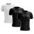 Kit 3 Camisetas Masculina Manga Curta Dry Básica Lisa Proteção Solar UV Térmica Blusa Academia Preto, Branco