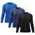 Kit 3 Camisetas Masculina Proteção Solar Uv Manga Longa Segunda Pele Preto, Marinho, Azul royal