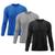 Kit 3 Camisetas Masculina Proteção Solar Uv Manga Longa Segunda Pele Preto, Cinza, Azul royal