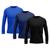 Kit 3 Camisetas Masculina Proteção UV Solar Camisa Térmica Dry Fit Praia Ciclismo Bike Esporte Preto, Azul