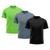 Kit 3 Camisetas Masculina Raglan Dry Fit Proteção Solar UV Verde, Preto