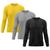 Kit 3 Camisetas Masculina Térmica Proteção Solar UV  50/ Treino Academia Esporte Dry Manga Longa Cinza, Amarelo