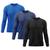 Kit 3 Camisetas Masculina Térmica Proteção Solar UV  50/ Treino Academia Esporte Dry Manga Longa Preto, Azul