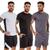 Kit 3 Conjunto Camiseta e Shorts Dry Slim Fitness Preto, Branco, Chumbo