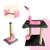 Kit 3 Em 1 - Arranhador Para Gatos Com Sisal 2 Andares Brinquedos Para Pets Poste 50cm Cara De Gato - MIU Cinza / Pink