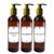 Kit 3 Frasco Pet Ambar 240ml Decoração Minimalista Banheiro Sabonete Liquido - Shampoo - Condicionador com Válvula Pump  Pote Etq. B - V. Dourada - F. Amb