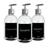 Kit 3 Frasco Pet Cristal 500ml Decoração Minimalista Banheiro Sabonete Liquido - Shampoo - Condicionador com Válvula Pump  Pote VAL. LU. PRATA - ETQ. PRETA