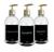 Kit 3 Frasco Pet Cristal 500ml Decoração Minimalista Banheiro Sabonete Liquido - Shampoo - Condicionador com Válvula Pump  Pote VAL. LU. DOURADA - ETQ. PRETA