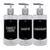 Kit 3 Frasco Pet plástico Shampoo Condicionador Saboente Liquido 500ml Valvula Pump Luxo  Mimimalista  Banheiro Prata Etq. Preta