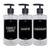 Kit 3 Frasco Pet plástico Shampoo Condicionador Saboente Liquido 500ml Valvula Pump Luxo  Mimimalista  Banheiro Preto Etq. Preta