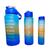 Kit 3 Garrafa 2000ml Água squeeze Antivazamento Lembretes alça suporte celular Academia Azul