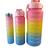 Kit 3 Garrafa De Água Squeeze  Motivacional Academia Colorida Antivazamento 3D Tie Dye Rosa
