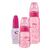 Kit 3 Mamadeiras Evolução Divertida 50/120/240ml Bico Silicone Lillo Rosa