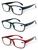 Kit 3 Óculos De Leitura Grau 1.00 Até 4.00 Perto Descanso Masculino e Feminino 5822 Preto, Cinza, Vermelho