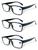 Kit 3 Óculos De Leitura Grau 1.00 Até 4.00 Perto Descanso Masculino e Feminino 5822 Preto, Preto, Preto