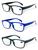Kit 3 Óculos De Leitura Grau 1.00 Até 4.00 Perto Descanso Masculino e Feminino 5822 Preto, Azul, Cinza