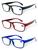 Kit 3 Óculos De Leitura Grau 1.00 Até 4.00 Perto Descanso Masculino e Feminino 5822 Preto, Azul, Vermelho