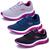 Kit 3 Pares Tênis Feminino Esportivo  Academia Corrida Combo Pretopink, Marinho, Pratapink