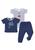 Kit 3 peças body, camiseta e calça Best Club Baby azul marinho e branco com bordado marinheiro Azul marinho, Branco