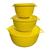 kit 3 peças bowls tijelas potes redondo coloridas Amarelo
