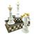 kit 3 peças de Enfeite de porcelana de xadrez 18cm Branco