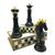 kit 3 peças de Enfeite de porcelana de xadrez 18cm Preto