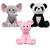 Kit 3 pelúcias infantil bebe ursinho grande 25 cm safari animais bichinhos antialérgico decoração buba Elefantinho, Pandinha, Porquinho