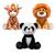 Kit 3 pelúcias infantil bebe ursinho grande 25 cm safari animais bichinhos antialérgico decoração buba Girafinha, Leaozinho, Pandinha