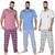 Kit 3 Pijamas Masculino Vekyo Modas Adulto Blusa Manga Curta Lisa Calça Longa Comprida Estampada Roupa de Dormir Sortida