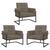 kit 3 Poltronas Base de metal para Recepção Sala de Estar Decorativa Cadeira Estofada Resistente Escritório Manicure Cappuccino