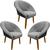 Kit 3 Poltronas Ibiza para Recepção Sala de Estar Decorativa Cadeira Estofada Resistente Escritório Manicure Cinza