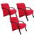 Kit 3 Poltronas Para Sala de Espera Recepção Em Suede Com Braços de Madeira Decorativa Confortável Até 120 kg - PSM Vermelho