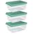 Kit 3 Pote Organizador Multiuso P 0,6L Transparente Plástico Cozinha Geladeira Verde Menta