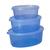 Kit 3 Potes Herméticos De Plástico  Oval - Plasmotta - PMG - 600, 1100, 1600 ml Azul