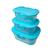 Kit 3 Potes Tampa Fixa P M G Armazenamento Alimentos Mantimentos Premium Potte Freezer Azul