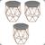 Kit 3 Puff Decorativos Para Sala Hexagonal Aramado Base Bronze/Dourada/Preta Suede Cores - Clique E Decore  BRONZE E CINZA